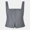 Pinstripe Square Neck Sleeveless Bustier Blouse