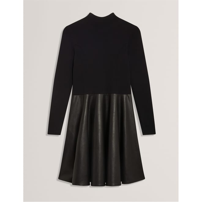 Faux Mock Neck Long Sleeve Mini Dress