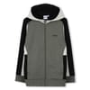 Color Block Hooded Ribbed Cuff Sweat Jacket with Front Zipper Pocket