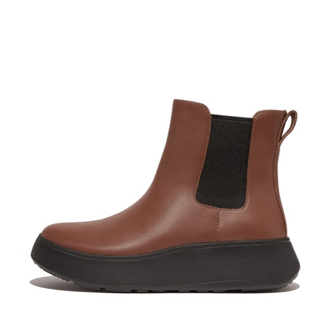 F-Mode Leather FlatForm Chelsea Boots