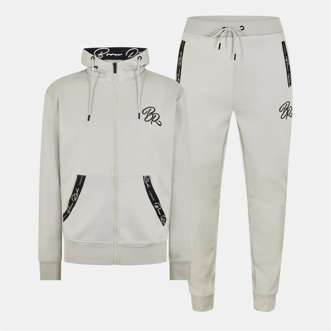 Ribbed Cuff Zip Neck Long Sleeve Full Tracksuit