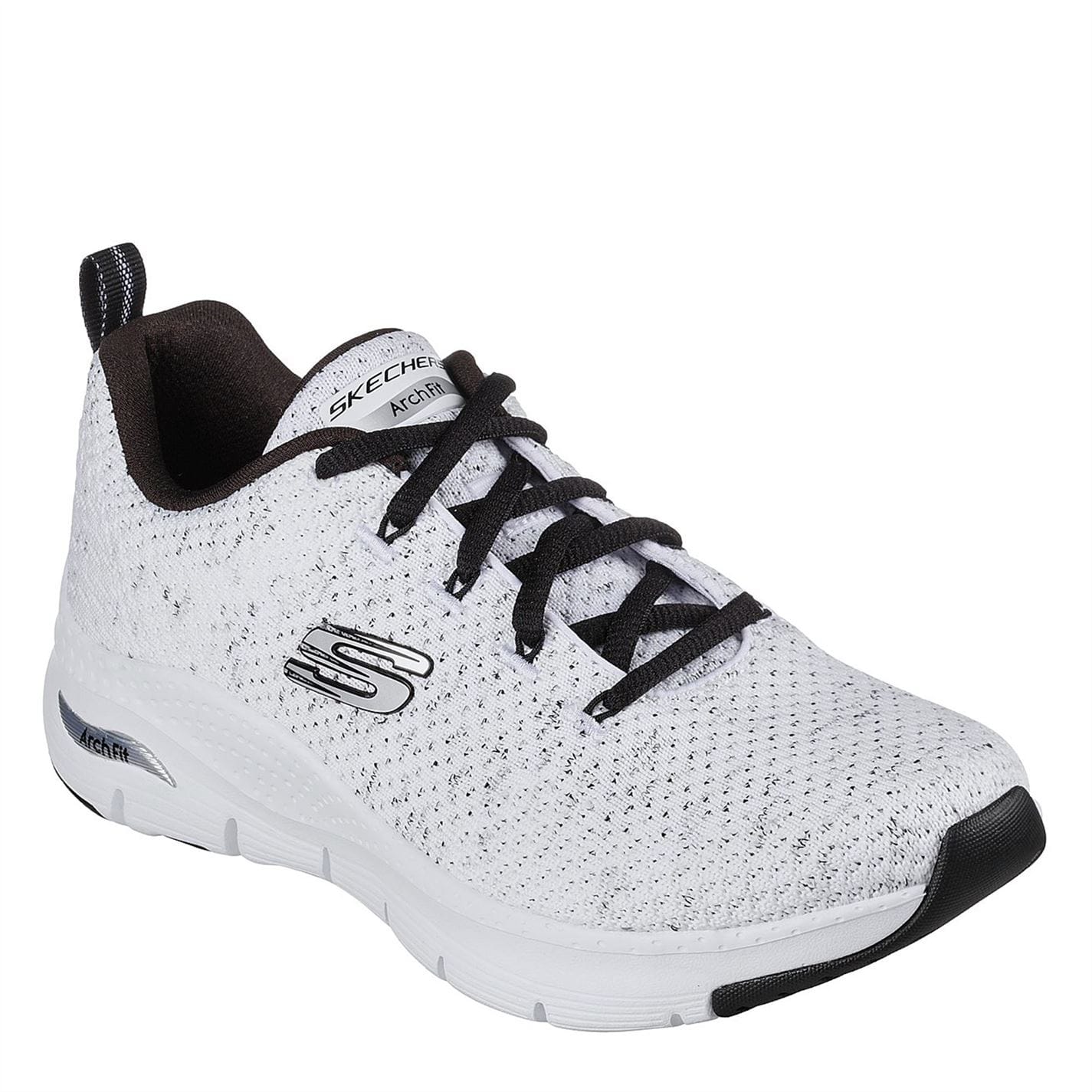 Skechers Knit Lace Up Low Top Trainers in White