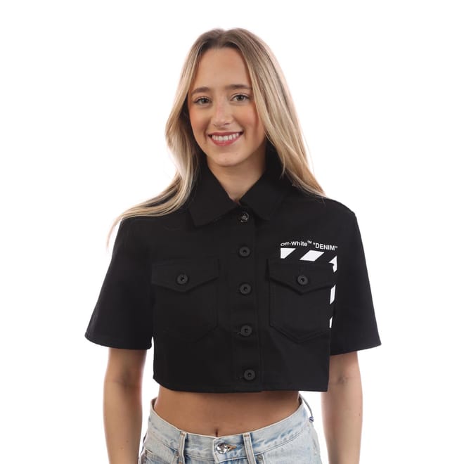 Diagonal Pocket Cropped Shirt