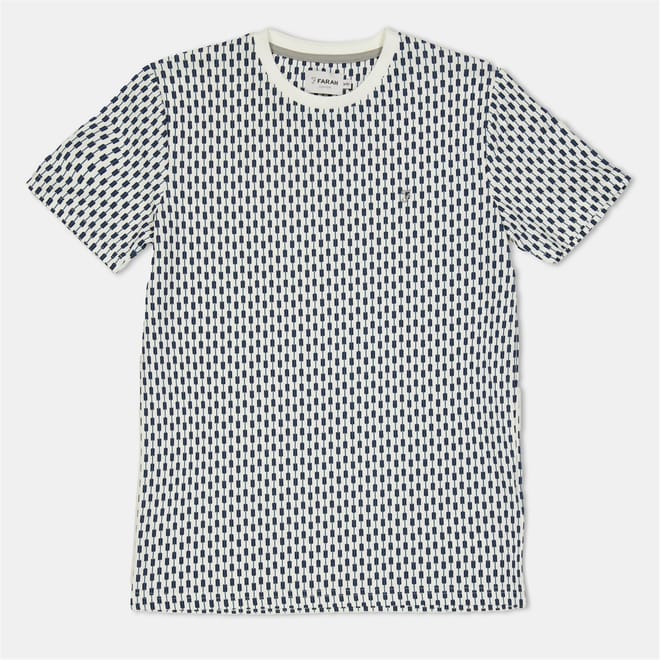 Embroidered Geo Print Crew Neck Short Sleeve Jersey T-Shirt