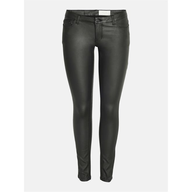 Coated Solid Patterned Five Pocket Pants