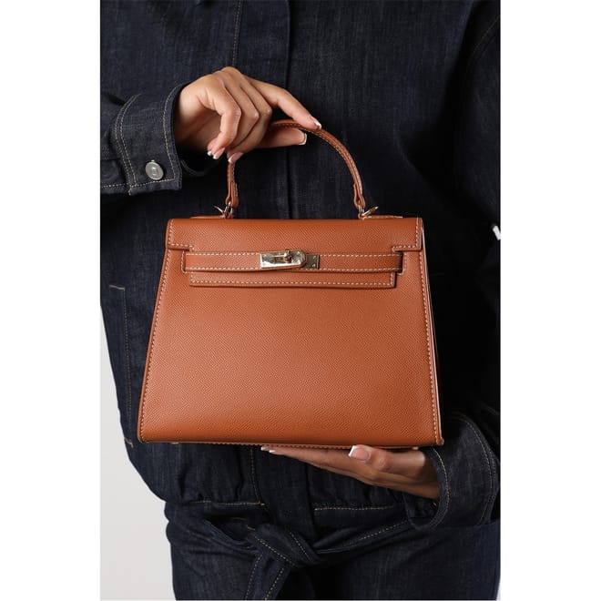 Handle Satchel Mini Tote Bag With Turn Lock