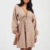 V-Neck Long Sleeve Mini A-Line Dress