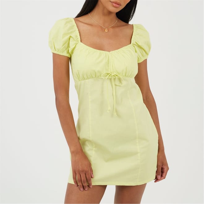 Square Neck Short Sleeve Milkmaid Dress