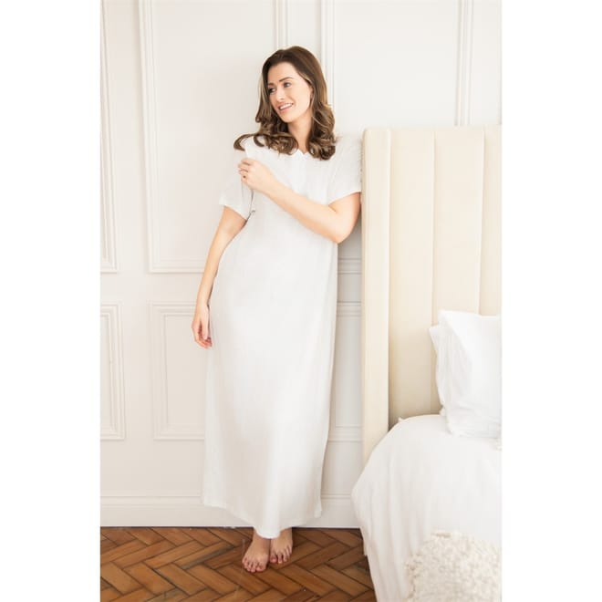 Womens 100 Percent  Organic Cotton Short Sleeve Nightdress