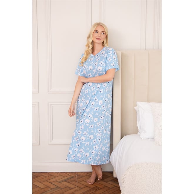 Womens 100 Percent  Organic Cotton Short Sleeve Nightdress