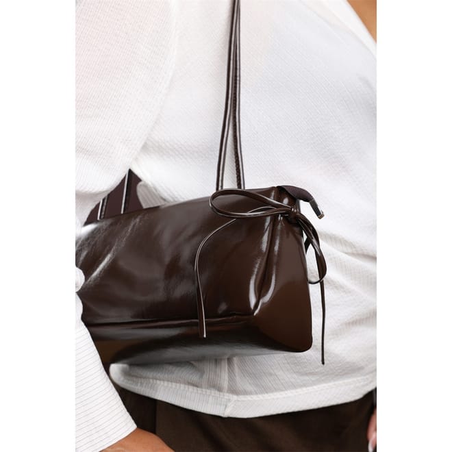 Black Patent Handheld Shoulder Bag