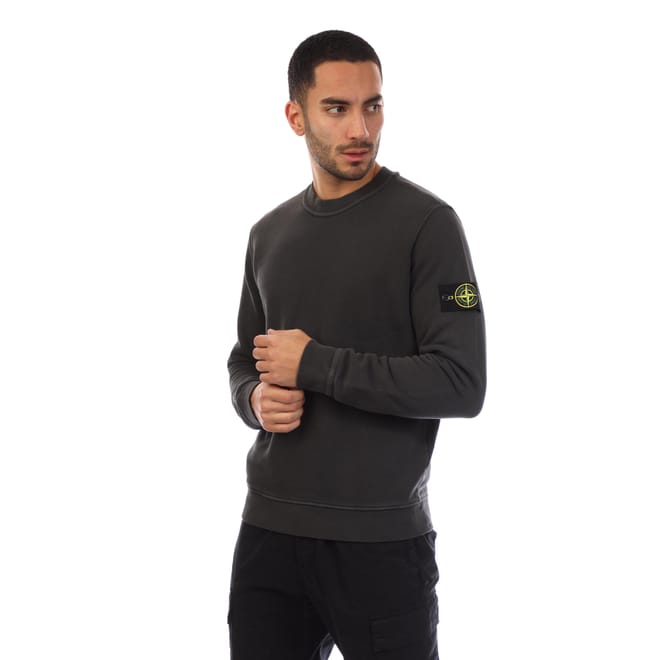 Diagonal Fleece 'Old' Effect Crewneck Sweatshirt