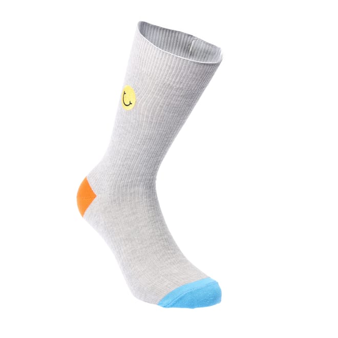 Ribbed Embroidery Smiling Socks