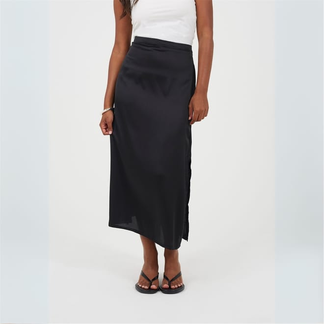 Womens Satin Plain Maxi Skirt