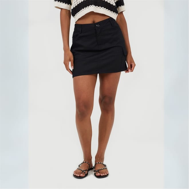Womens Denim Mini Skirt With Cargo Pockets