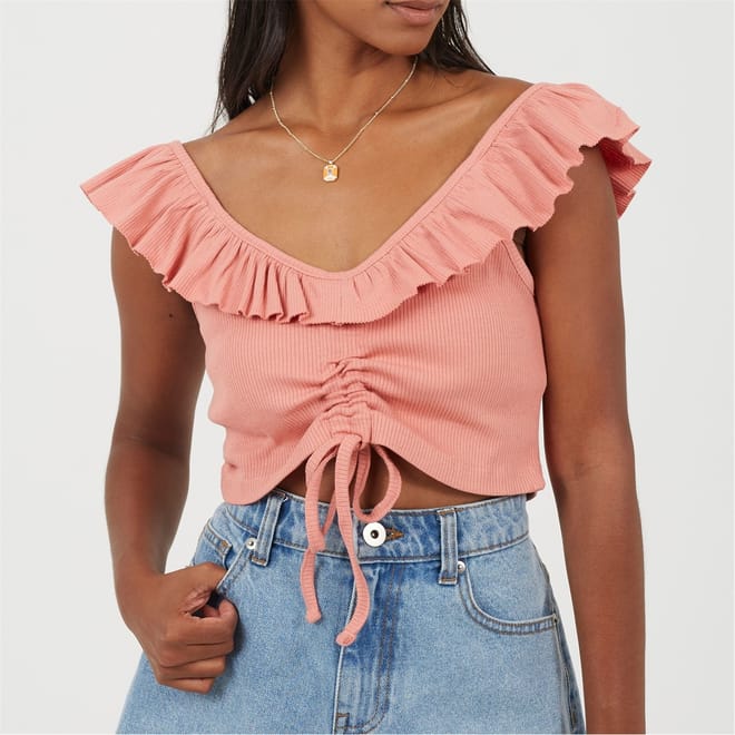 Womens Frill Vest With Gathered Front