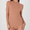 Womens High Neck Bodysuit With Long Sleeves
