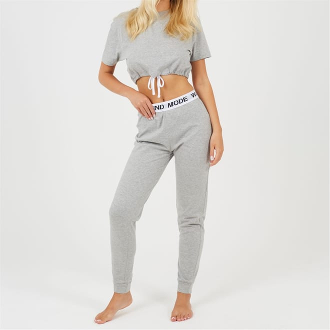 Womens Cropped Tee And Slim Joggers Lounge Set