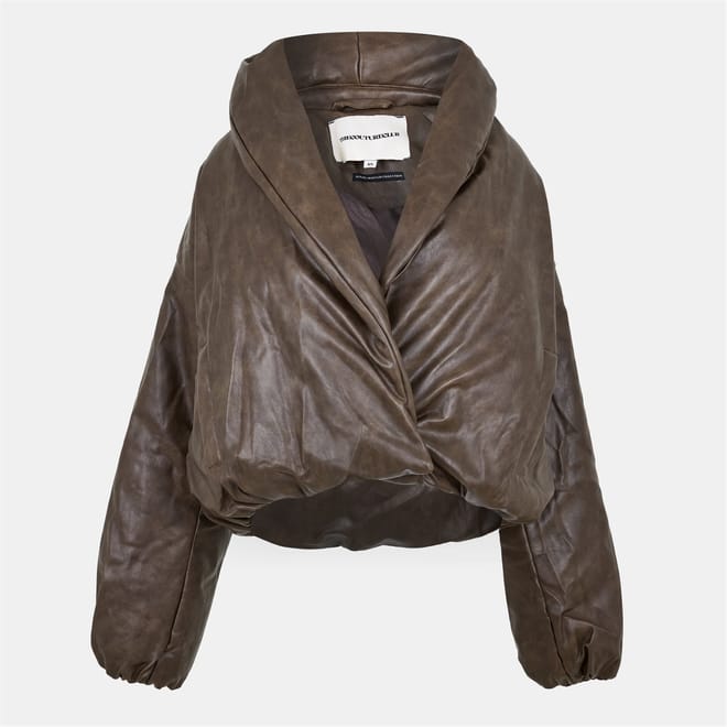 Women’s Oversized Faux Leather Puffer Coat