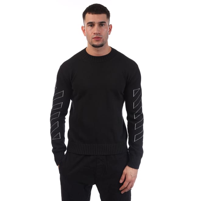 Diagonal Outline Knit Crewneck Sweatshirt