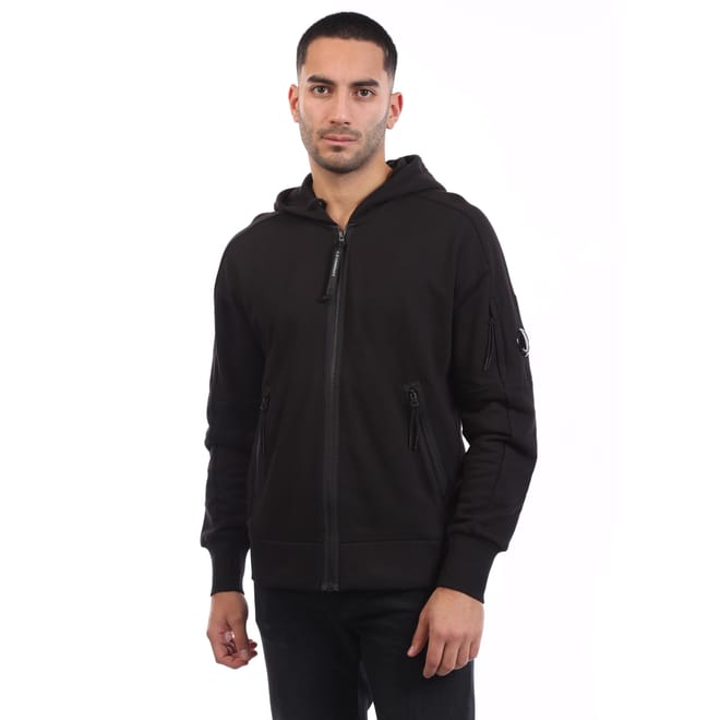 Diagonal Raised Fleece Lens Hoodie