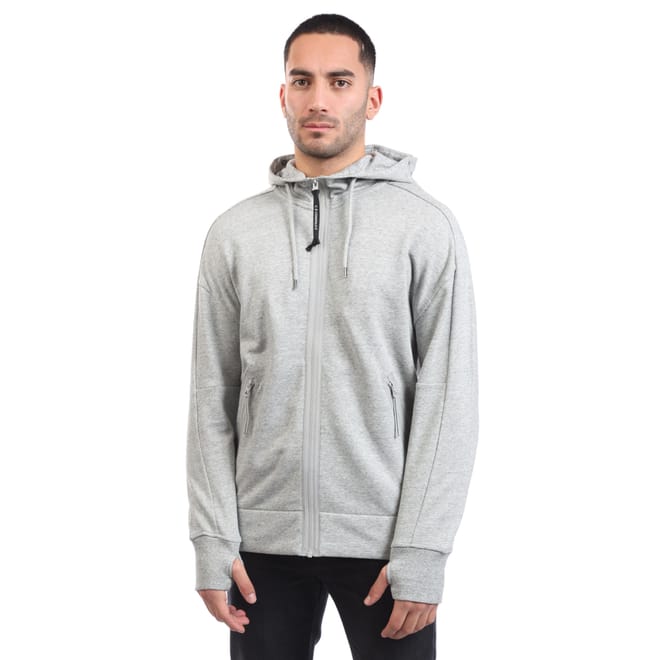 Diagonal Raised Fleece Lens Zip Hoodie
