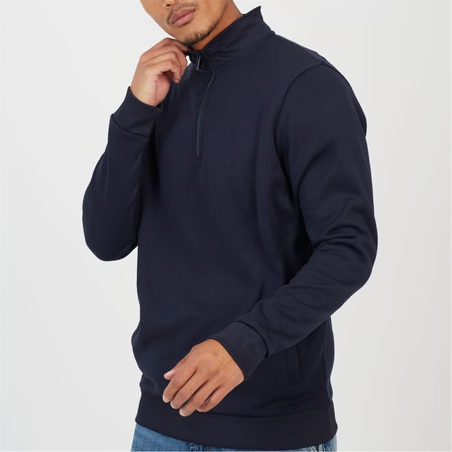 Mens Charcoal Funnel Neck Zip Sweatshirt