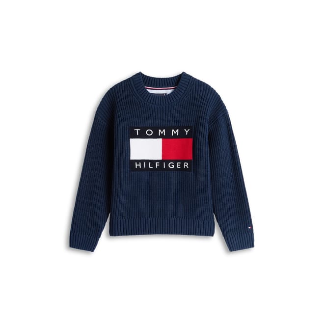Heritage Embroidered Crew Neck Ribbed Collar Sweater