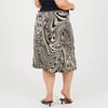 Plus Size Swirl Print Skirt With Side Split  And  Button Detail