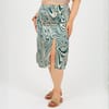 Plus Size Swirl Print Skirt With Side Split  And  Button Detail
