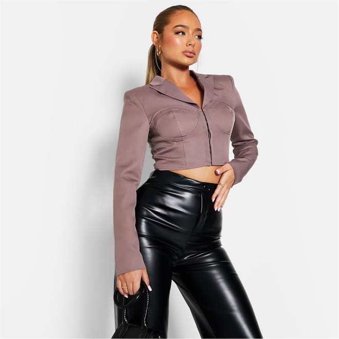 Cropped Hook and Eye Blazer