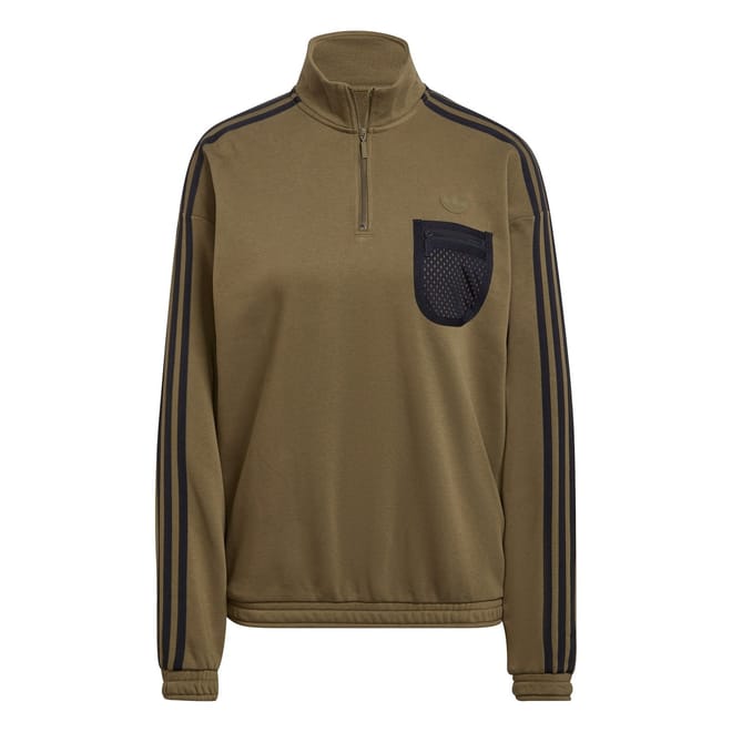 Zip Neck Relaxed Fit Long Sleeve Sweatshirt