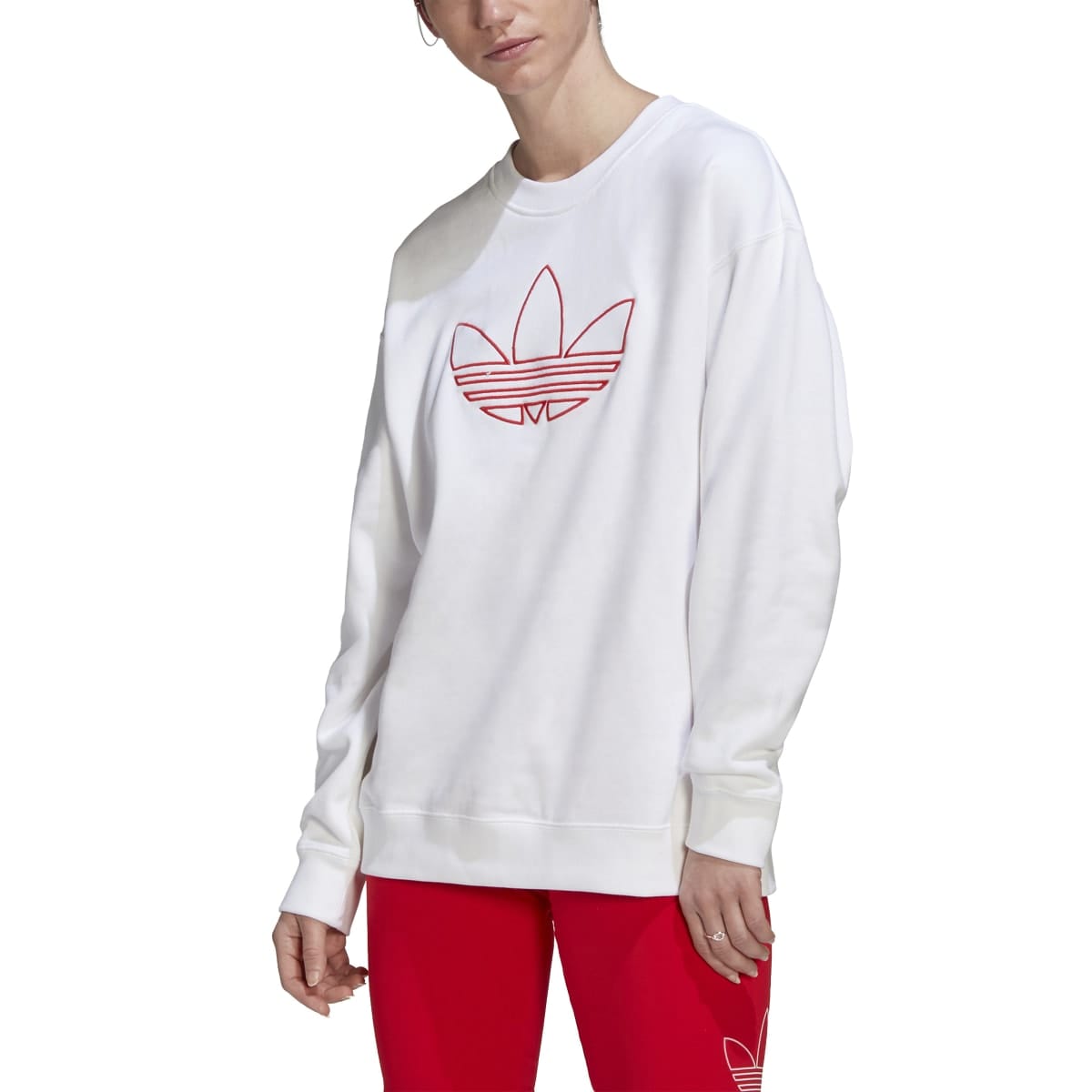 White adidas Originals Womens Oversized Sweatshirt Get The Label