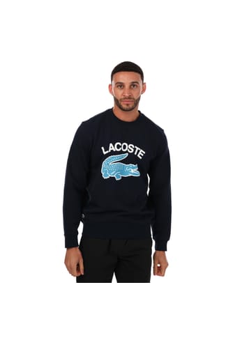 Navy Lacoste Mens Crocodile Print Crew Neck Sweatshirt - Get The Label