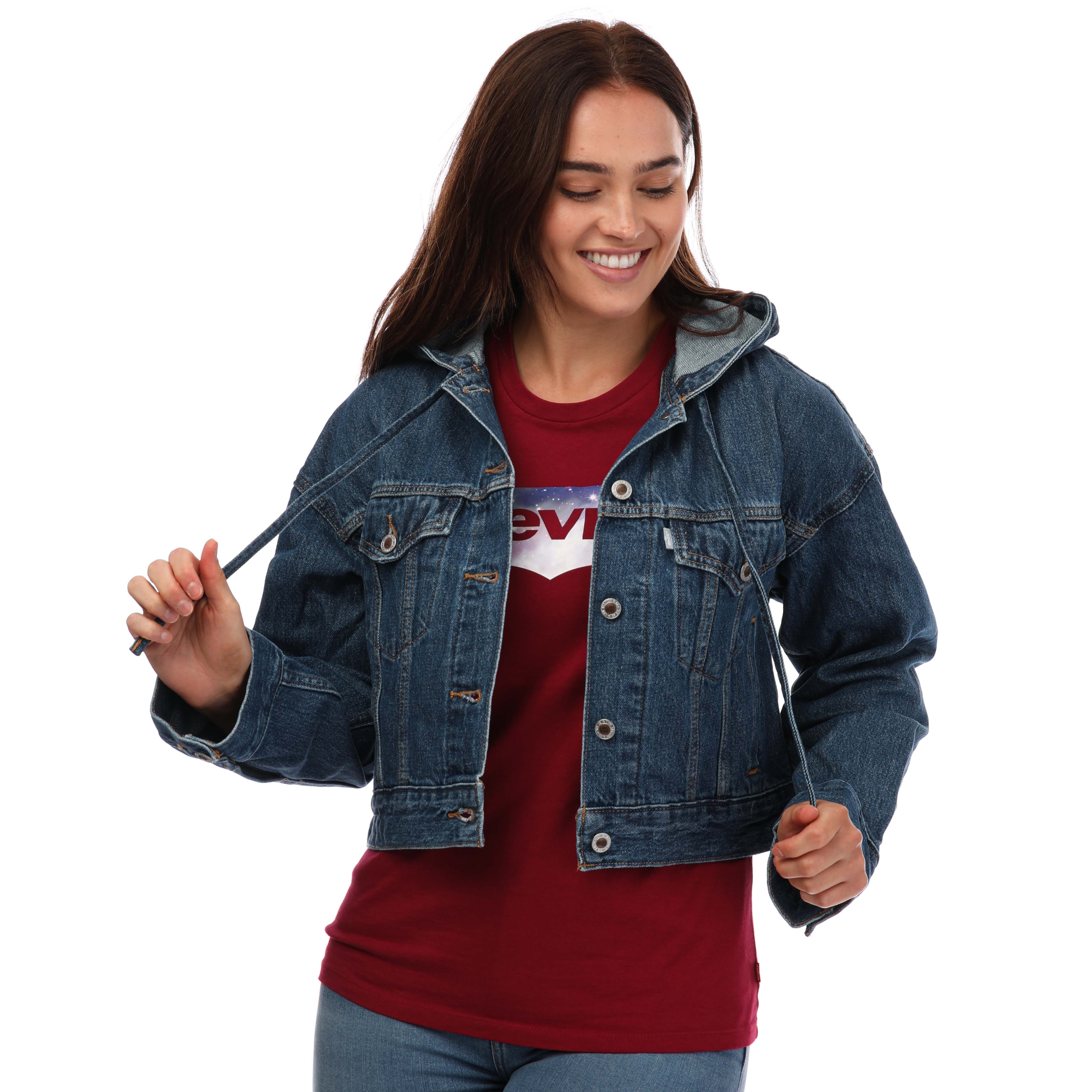 Denim Levis Womens Silver Tab Hooded Trucker Jacket Get The Label