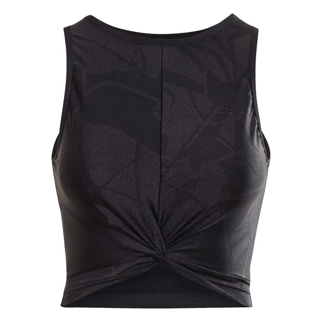 Womens Shiny Yoga Scribble Crop Tank Top Vest