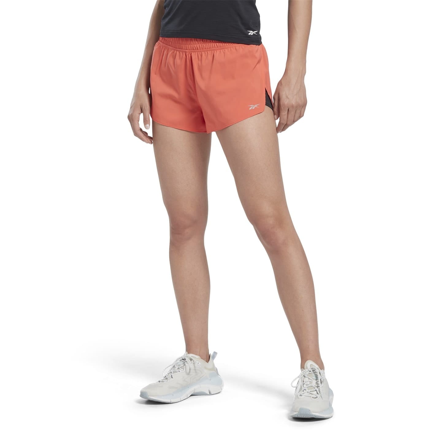 Orange Reebok 2In1 Athletic Shorts Get The Label