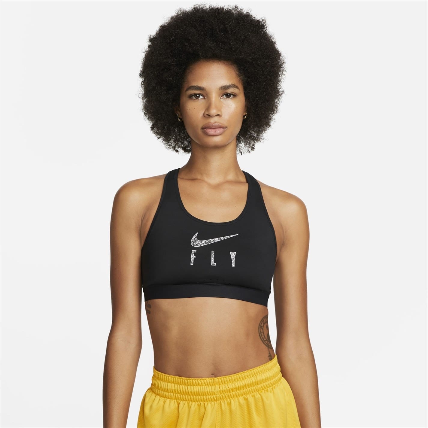 Black Nike Swoosh Fly High Support Non Padded Mesh Back Sports Bra Get The Label