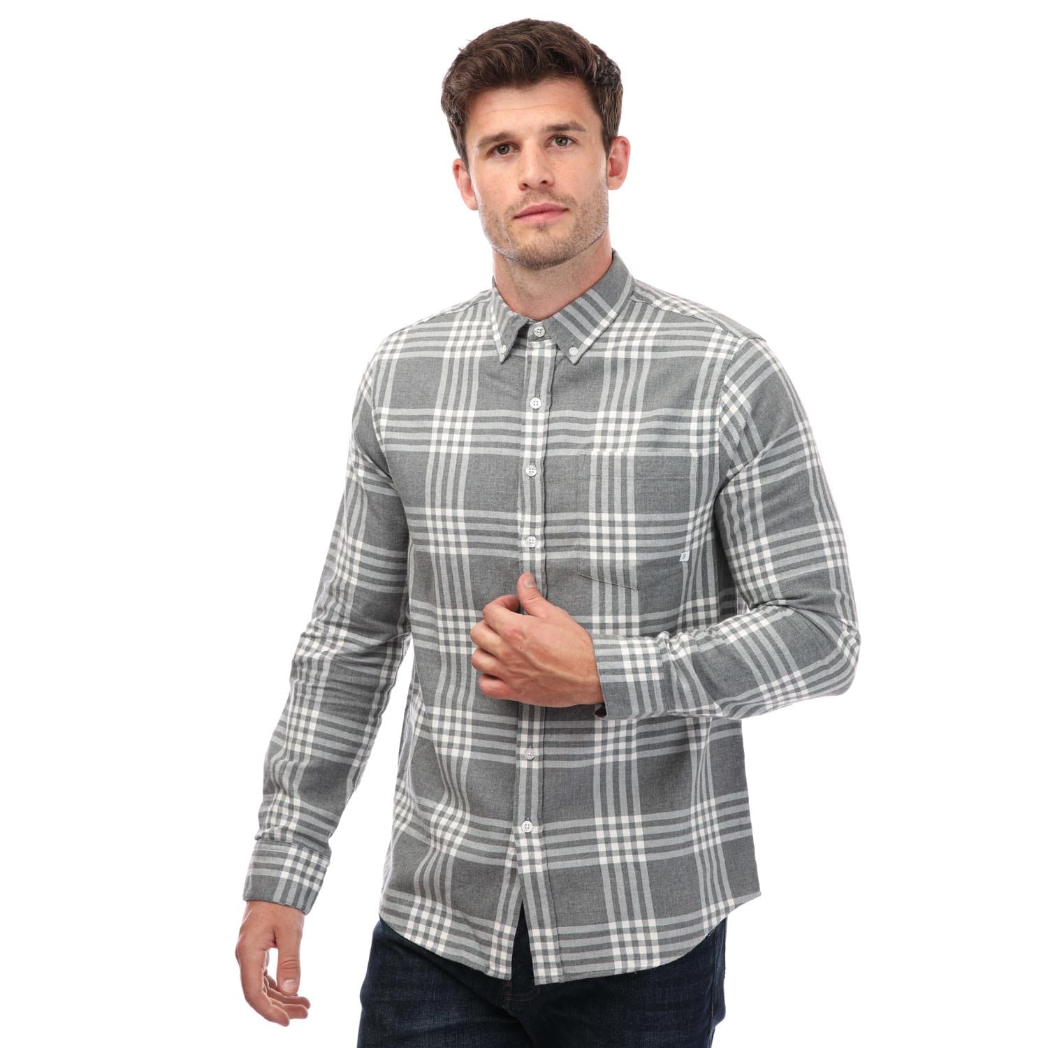 Farah Men's Mens Talbot Check Shirt - Grey - Size: 44/Regular