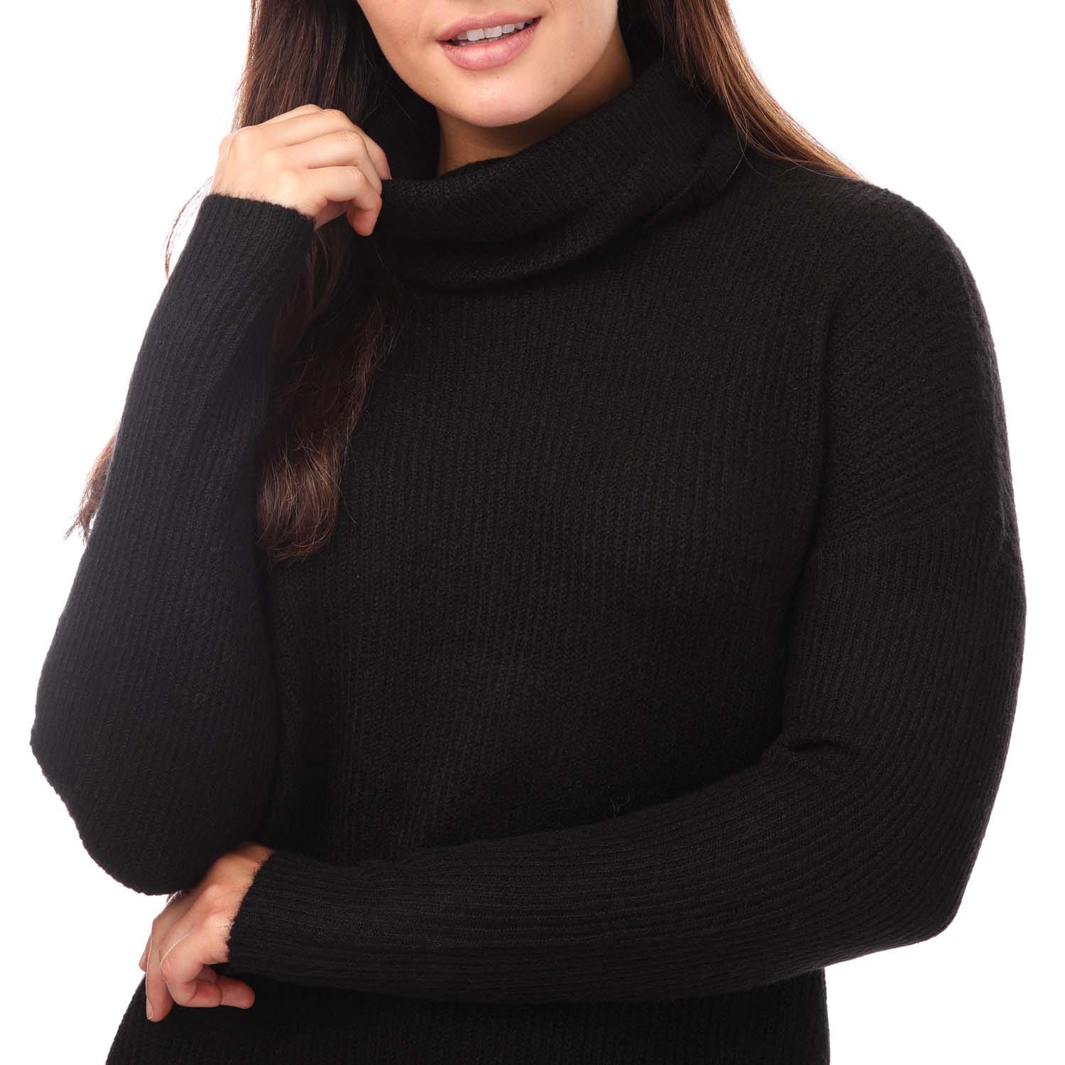 Women's black cowl neck jumper hotsell