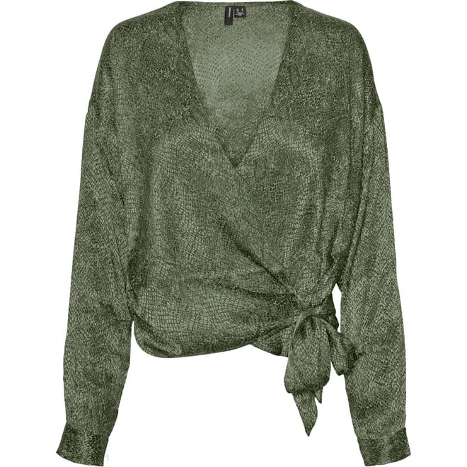 Snakey Wrap V Neck Relaxed Fit Blouse