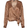Snakey Wrap V Neck Relaxed Fit Blouse