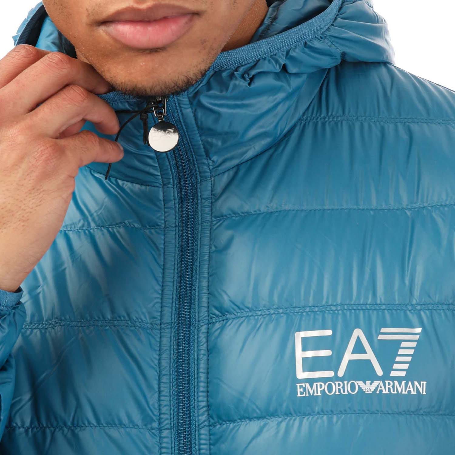 Blue Emporio Armani EA7 Mens Core ID Down Hooded Jacket Get The Label