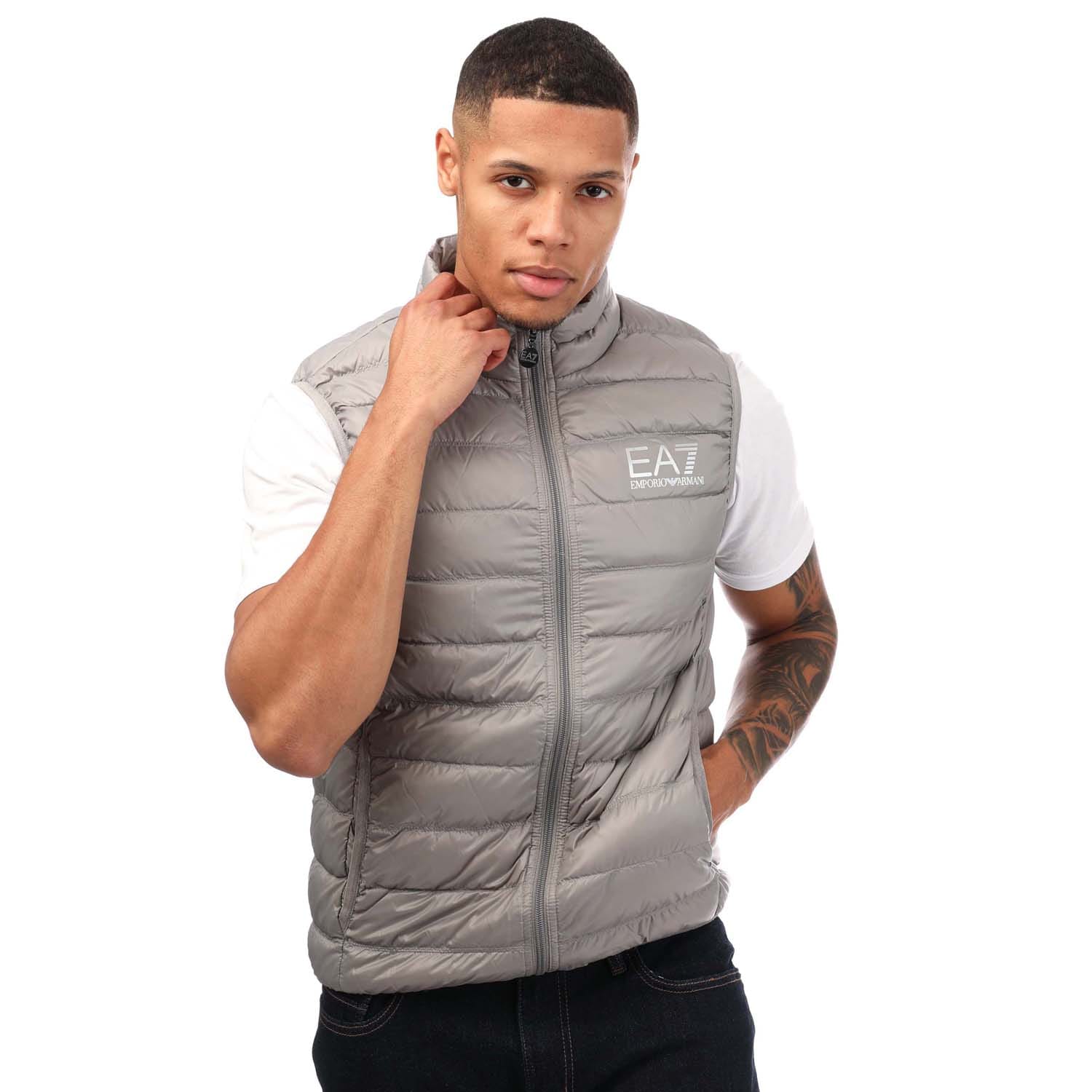 Light Grey Emporio Armani EA7 Mens Core ID Down Gilet Get The Label