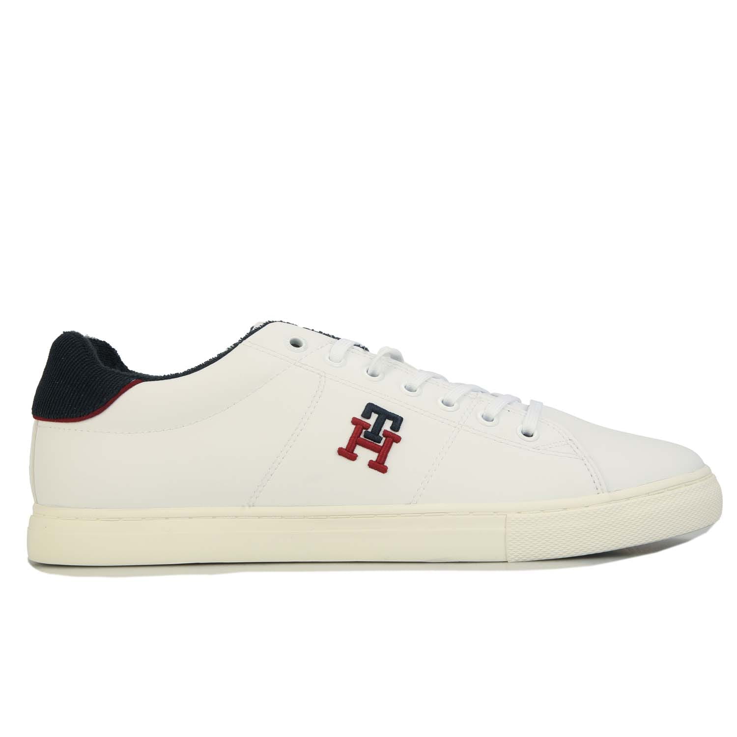 White Tommy Hilfiger Mens Varsity Monogram Vulcanised Trainers Get The Label