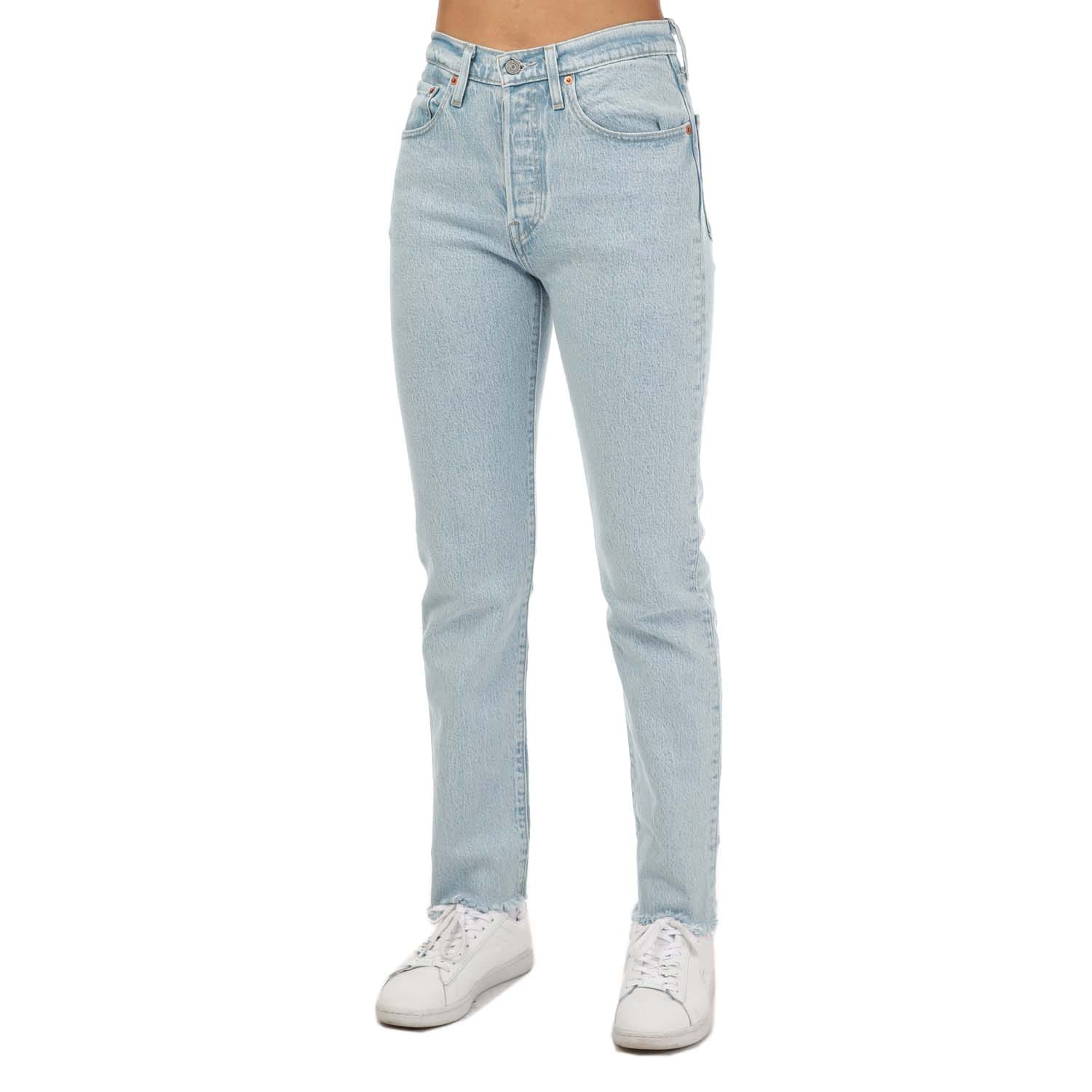 Levis Womens 501 Crop Samba Goal Jeans in Light Blue