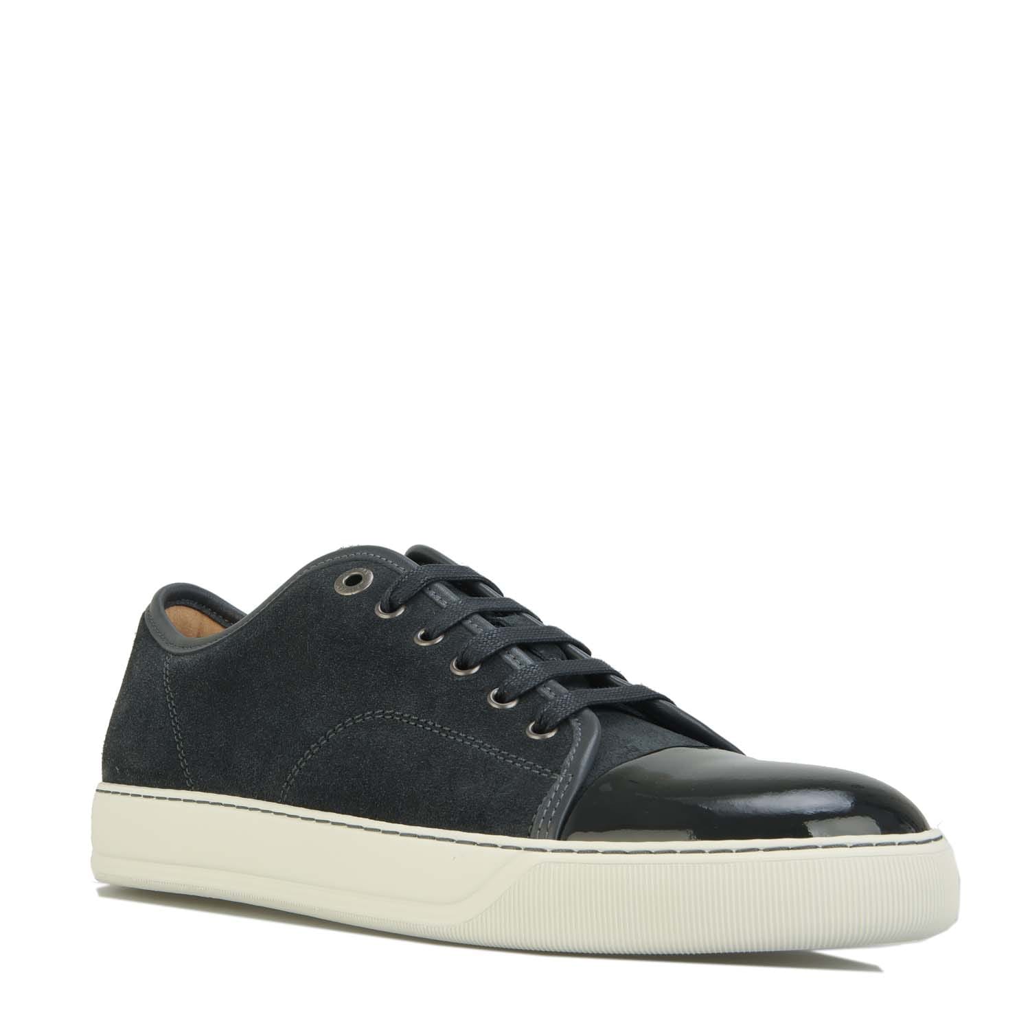 Light Grey Lanvin Mens Matt Toe Cap Sneakers Get The Label