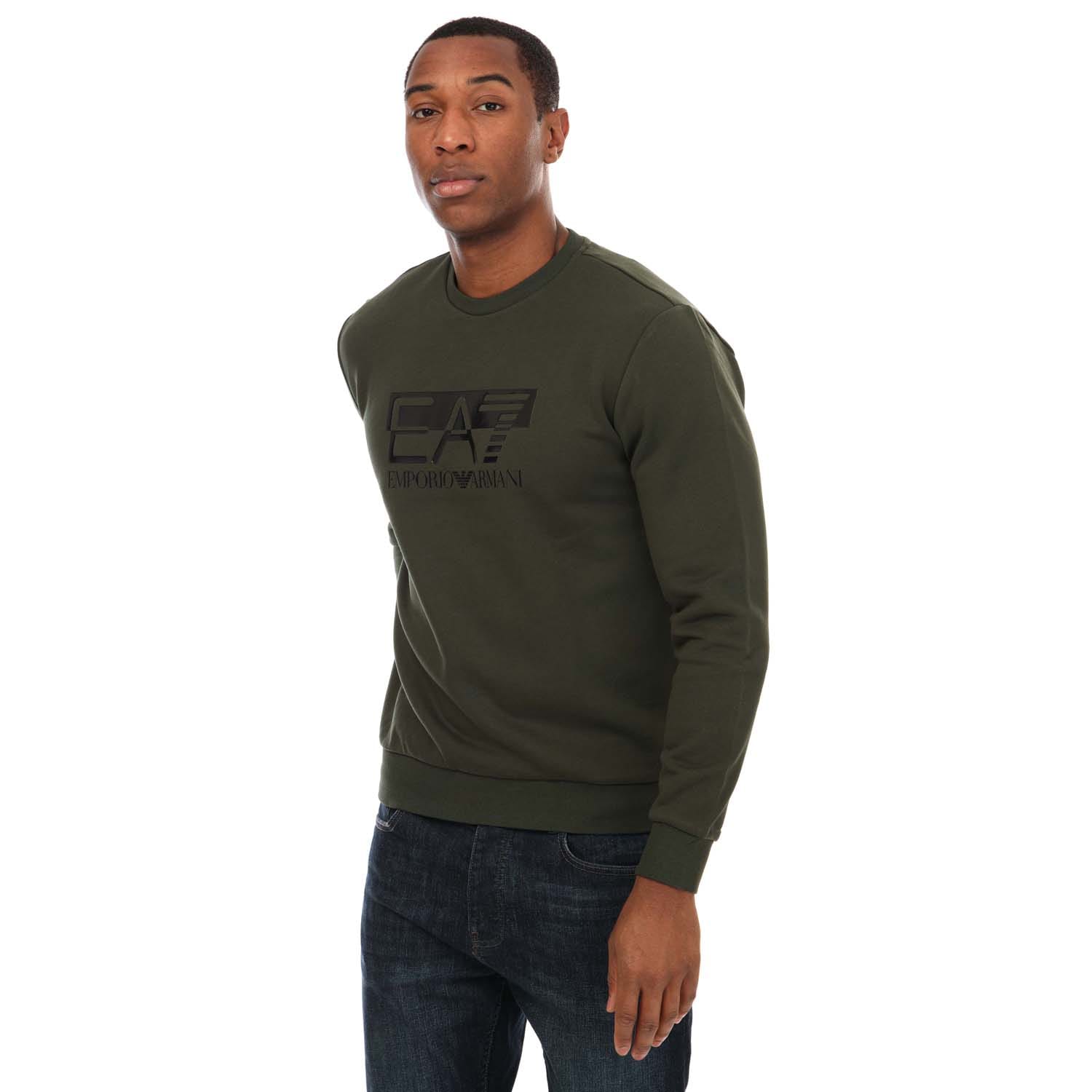 Green Emporio Armani EA7 Mens Visibility Cotton Crew Sweatshirt Get The Label