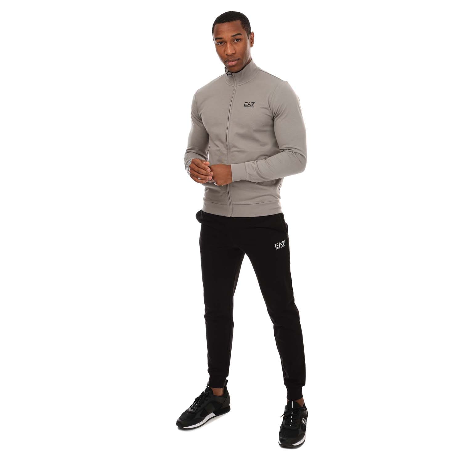 Grey black Emporio Armani EA7 Mens Core ID Cotton Tracksuit Get The Label