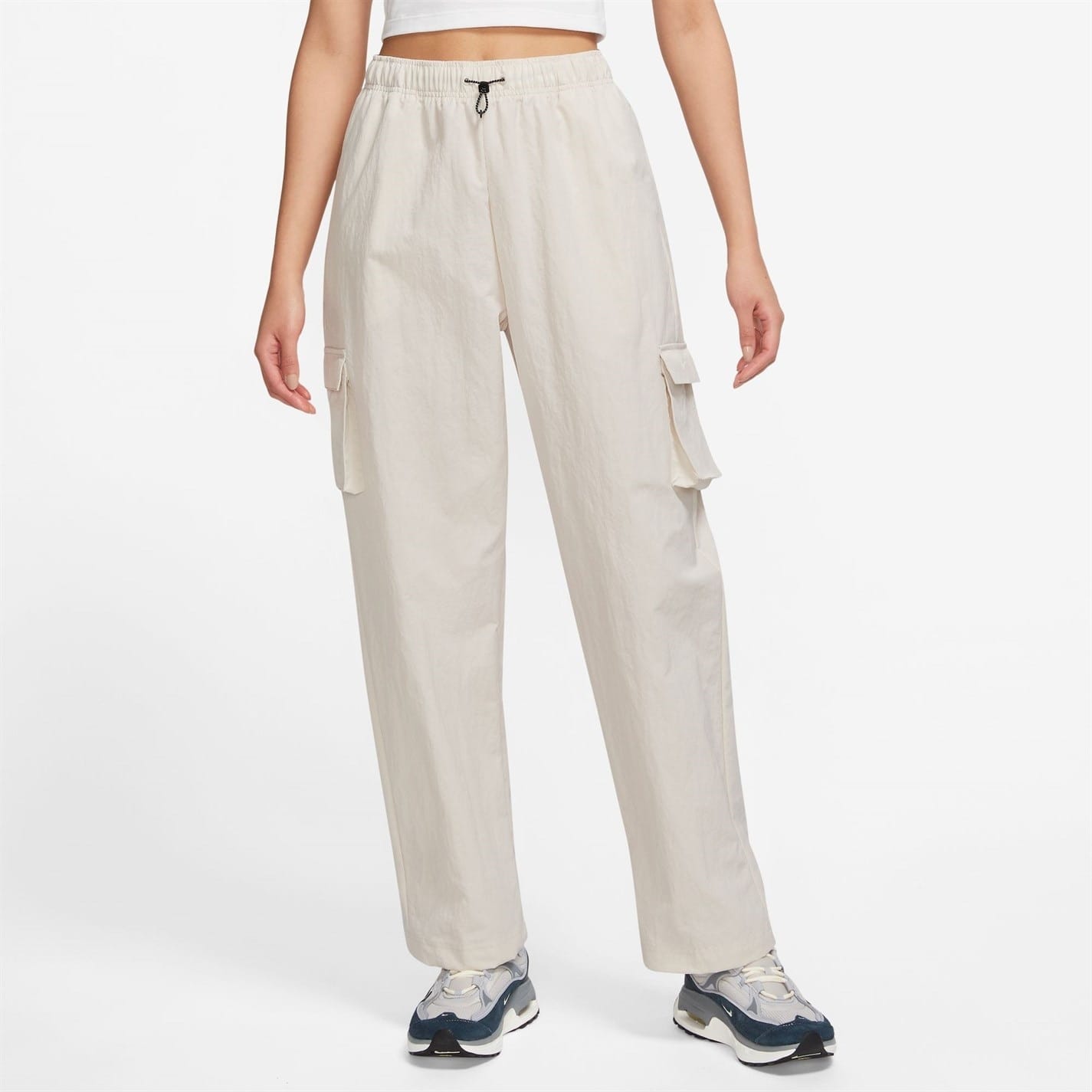 Cream Nike Womens Sportswear Essential High Rise Woven Cargo Pants Get The Label